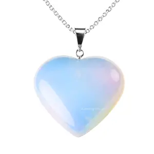 Opalite Heart Pendant Necklace - Opalite Heart by Taylor - Elegant Jewelry for Energy Balance and Spiritual Healing - Gift for Women on Mothers Day, Christmas, Valentine