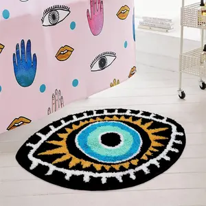Eye Shaped Tufted Print Rug, Non-slip Modern Area Rug, Soft Absorbent Bath Mat, Irregular Floor Mat For Kitchen Living Room Bedroom Kids Playroom Nursery Home Decor