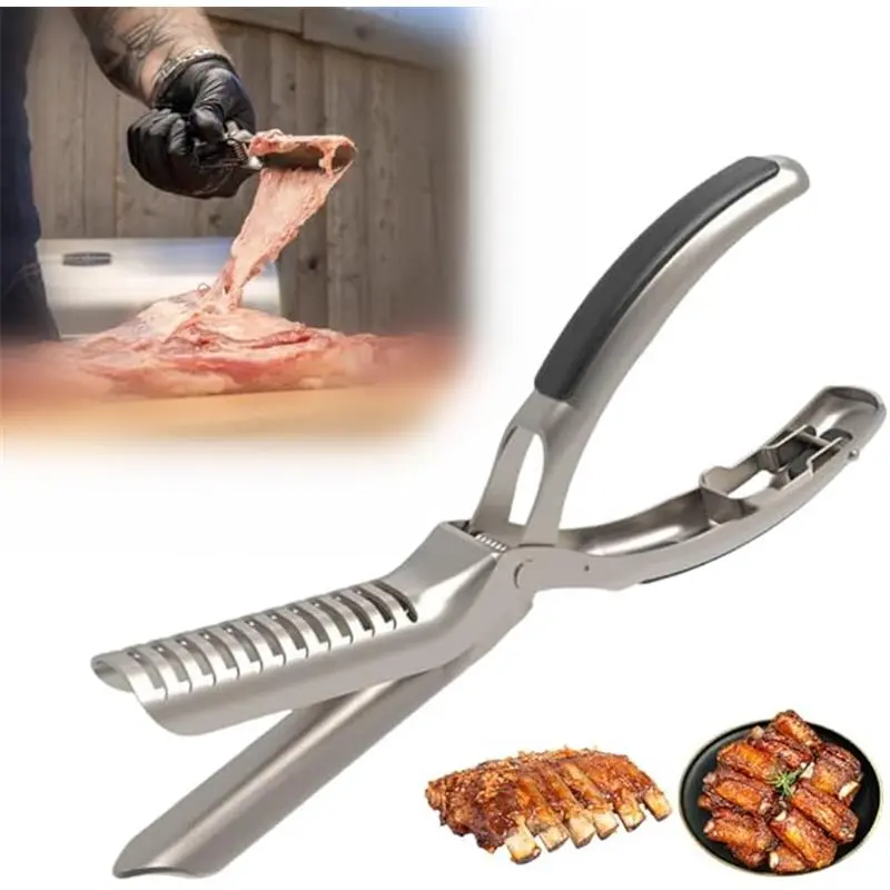 Stainless Steel Compact Dual-Blade Rib Membrane Removal Tool for BBQ Enthusiasts - Rust-Proof Sturdy Construction, Ergonomic Handle, Easy Operation, Dishwasher-Safe Kitchen Utensil with Storage (1PC)