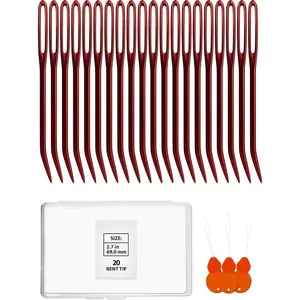 20 count Bent Tip Tapestry  with Large Eye - Yarn Blunt Steel Knitting  in Storage Box -  for Crochet, Weaving, Darning, DIY, and Crafting