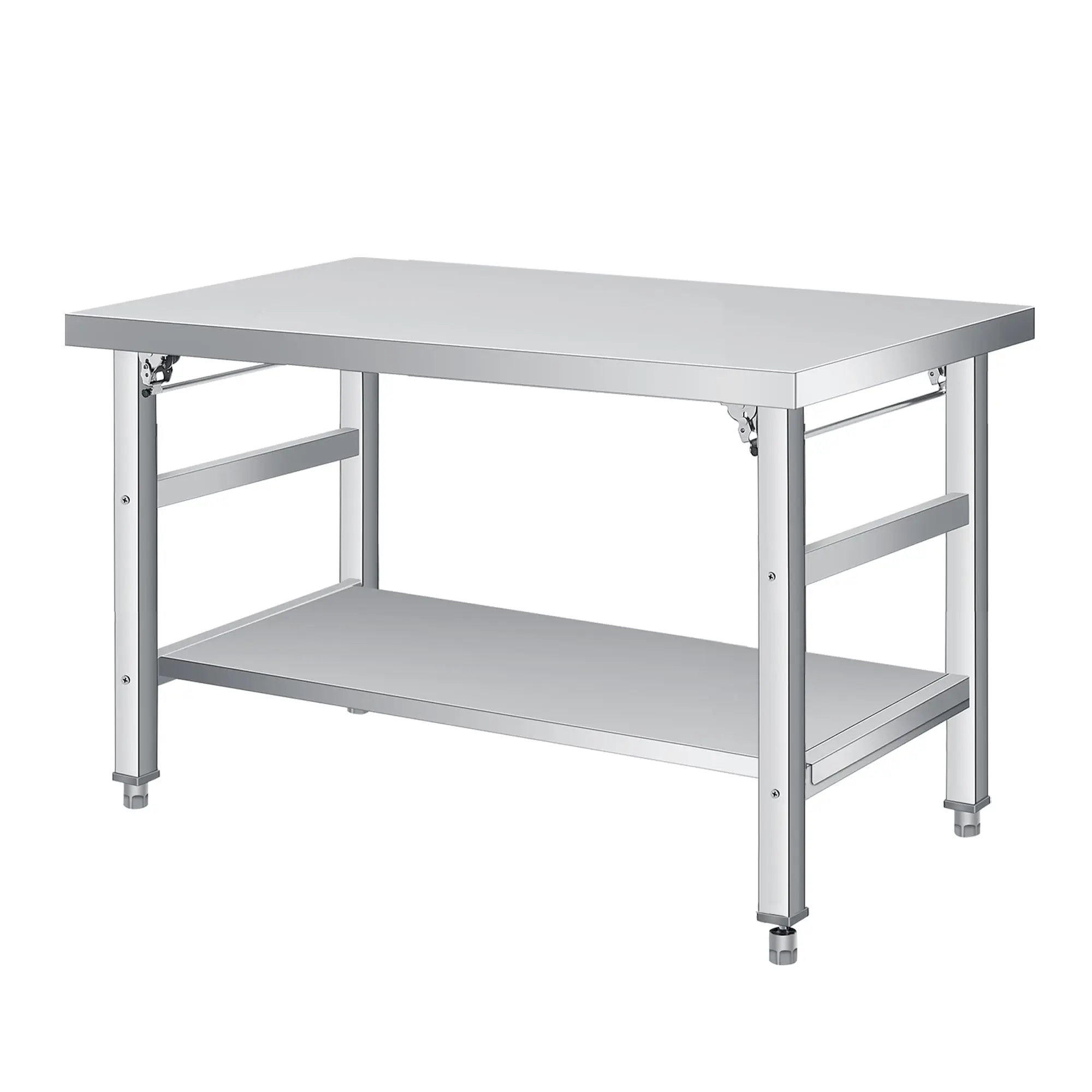 48" x 24" Stainless Steel Folding Table - 920 LBS Commercial Foldable Prep Table, Metal Worktable with Adjustable Undershelf and Feet, for Home Kitchen Restaurant Garage Warehouse, Heavy Duty
