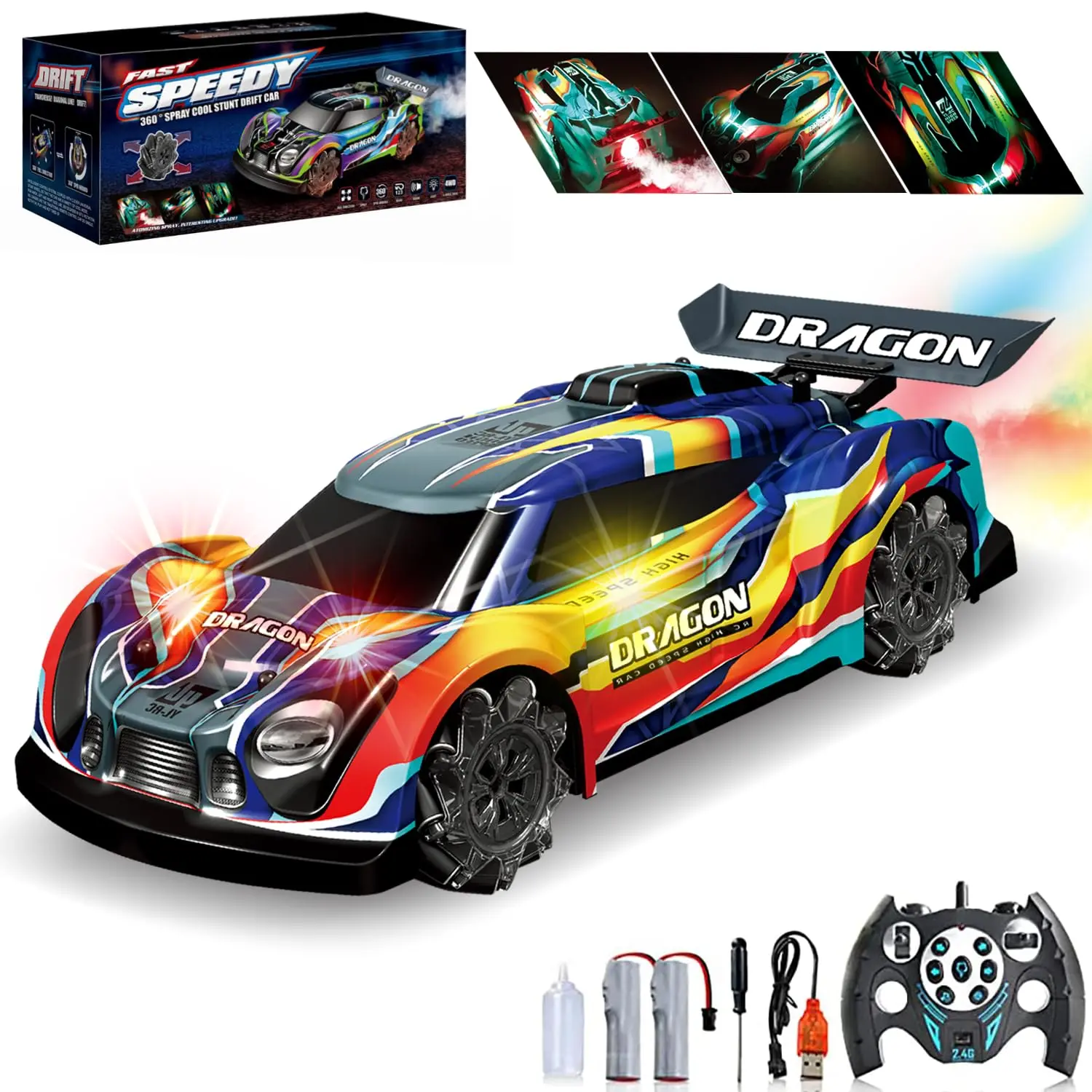 RC Drift Car, 1:14 Remote Control Car, 4WD Drift RC Cars for Kids, 2.4Ghz High Speed RC Vehicle with LED Lights Music, Hobby Sport Racing Toy Cars Gifts for Boys Girls rc drift rc drifting