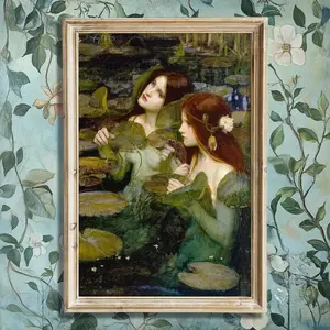 Water Nymphs, Hylas, Waterhouse Detail Print, Giclée Poster, Greek Mythology Art, Naiads Painting