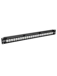 Tripp Lite TRL-N254-024-6A 24-Port 1U Rackmount Cat6a FeedThrough Patch Panel RJ45 Ethernet