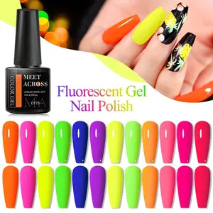 MEET ACROSS 7ml Flourescent Color Gel Nail Polish, Y2K Highly Saturated Rainbow Gorgeous Neon Color Serie Nail Gel, Soak Off UV Gel Nail Varnish Nail Art Gel