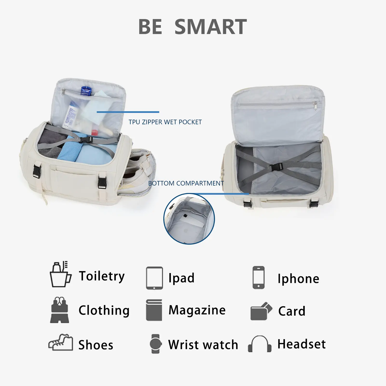 backpack with wet compartment laptop sleeve Full Opening Travel Hand Luggage Pocket Built with durable BANGE Anti-Theft Vacuum Compression Backpacks