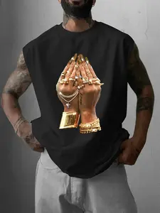 Men's Sleeveless Graphic Print Vest, Casual Summer Wear, Ring Pattern, Perfect for Vacations & Friend Gatherings