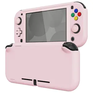 PlayVital Hard Shell Protective Case with Screen Protector & Thumb Grip Caps & Button Caps for Nintendo Switch Lite - Peach Blossom Pink