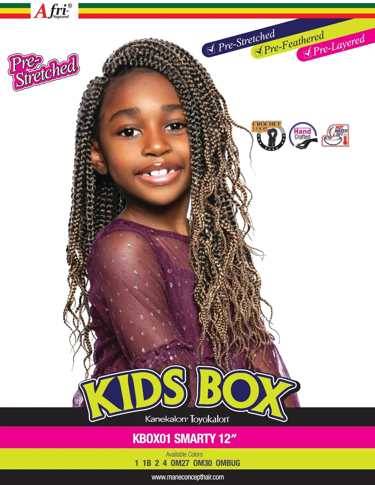 Afri Naptural Synthetic Kids Crochet Braid Kids Box Smarty 12" KBOX01