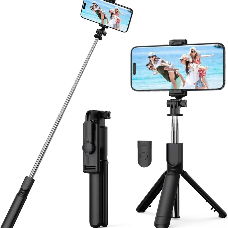 Selfie Stick Tripod, Retractable Selfie Stick Tripod with  Remote Control, for Photograph, Live Streaming, Video Recording, Compatible with Android,  and More