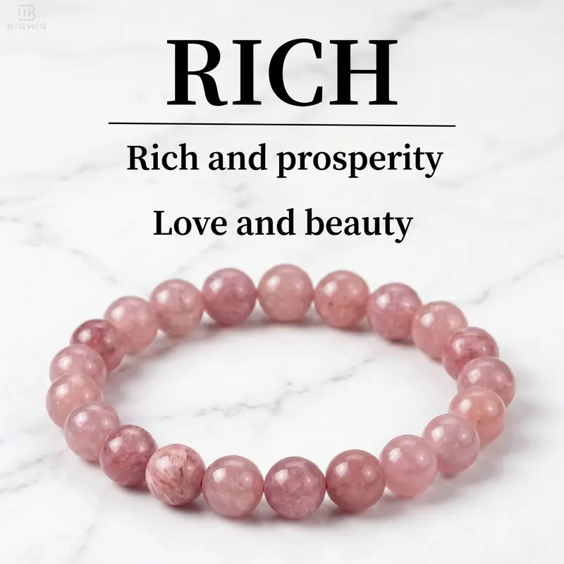 Crystal Money Attraction Bracelets for Women Wealth Attraction Good Luck Strawberry Quartz Stretch Bracelets Sister Christmas Birthday Wedding Jewelry Gifts tiktokshopspringglowup