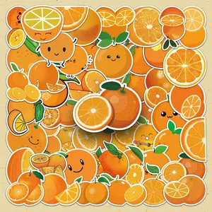 Cartoon Orange Pattern Sticker, 50pcs/set Cute Fruit Decorative Sticker, DIY Decals for Scrapbooking, Journaling, Gift Wrapping