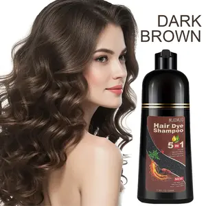 Dark Brown Hair Color Dye Shampoo 5-in-1, 500ml - 100% Grey Coverage in Minutes, Ammonia Free - Gray Silver Hair Dye Shampoo-Easy To Use, Semi-Permanent Hair Color Shampoo