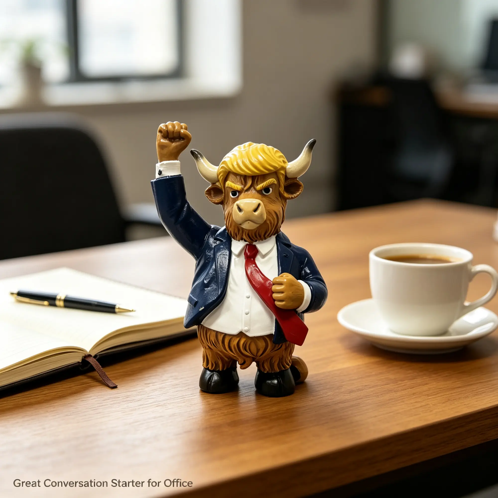 Sangeren 3.5 in Highland Bull Businessman Resin Figurine, Patriotic Suit Statue, Funny Office Desktop Home Decor, Bull Market Lucky Collectible Gift for Supporters' Special Occasions