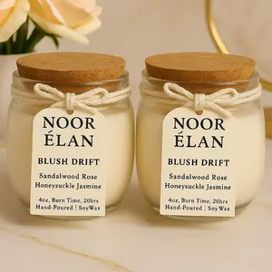 NOOR ÉLAN Blush Drift Duo - Sandalwood Rose & Honeysuckle Jasmine - 4oz Hand-Poured Soy Wax Candles - 50 HR Burn Time - Romantic Subtle Floral Musk Scent - Perfect for Bedrooms & Boutique Homes