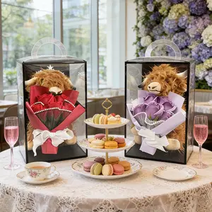 Highland Cow Realistic Flower Bouquet, Long-Lasting Artificial Rose Arrangement, No Maintenance, Perfect Gift for Women, Mothers Day, Wedding Anniversary