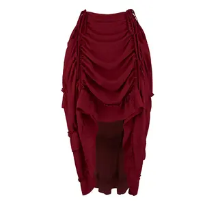 Women's Steampunk Skirt Ruffle High Low Outfits Gothic Plus Size Pirate Dressing Halloween Gothic Party Outfit 6388-D1