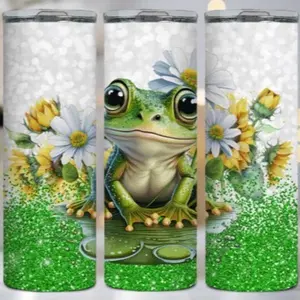 Frogs + glitter | 20oz Skinny sublimation tumbler transfer print out (TRANSFER ONLY, NOT A FINISHED TUMBLER)