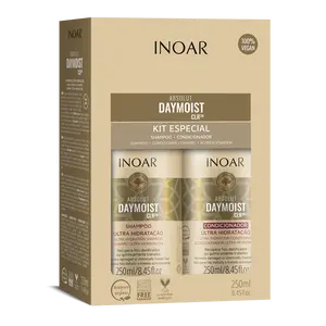 INOAR Absolut Daymoist CLRM Ultra Hydration Shampoo & Conditioner Kit - Vegan Sulfate-Free Paraben-Free Hair Treatment for Damaged Hair 250ml Each with Beet Extract