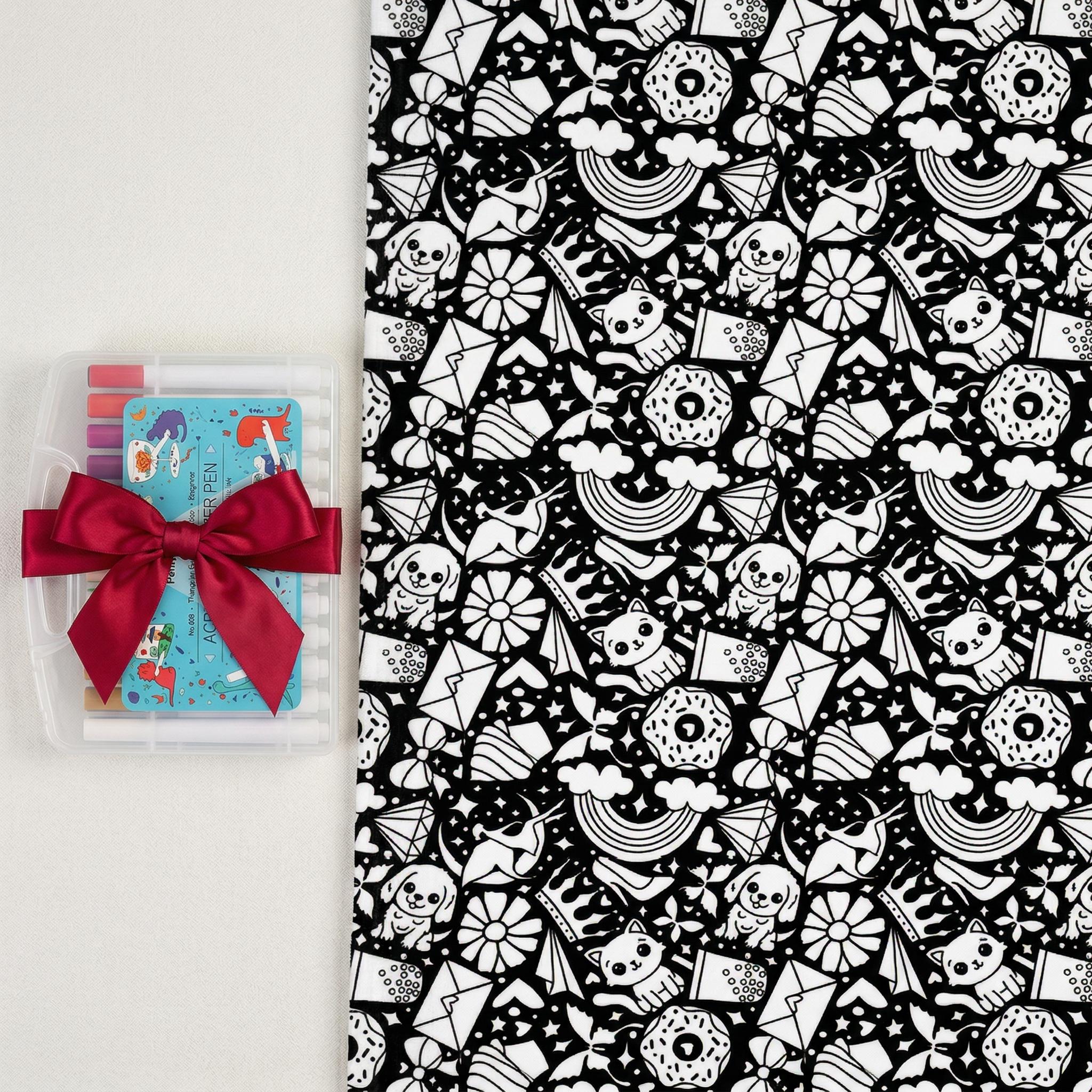 DIY Color Your Own Blanket with 24  Markers, Customizable Fuzzy Velvet Blanket for Creative Personalization, Artistic Home Decor & Cozy Gift Idea