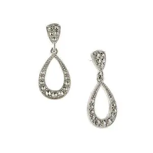 1928 Jewelry Silver Studded Faux Marcasite Teardrop Earrings