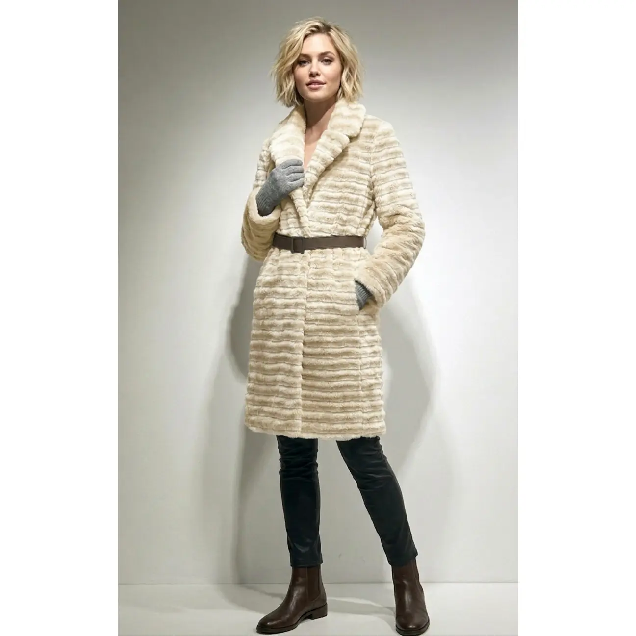Valencia Longline Tiered Maxi Coat with Gloves
