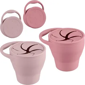 2-Pack Toddler Snack Cups -No Spill Snack Cups for Toddlers with Grip Handle for Baby Led Weaning, Unbreakable and Collapsible