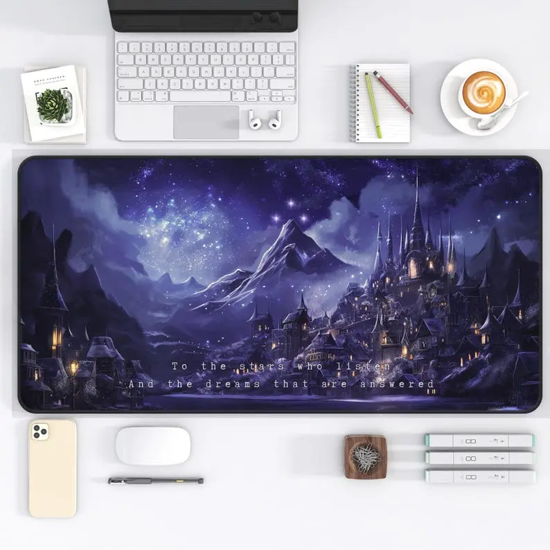 Velaris Desk Mat Acotar Mouse Pad Dark Academia Deskmat, City of Starlight, Bookish Merch, Fantasy Book Laptop Mat, Book Lovers Decor Gift