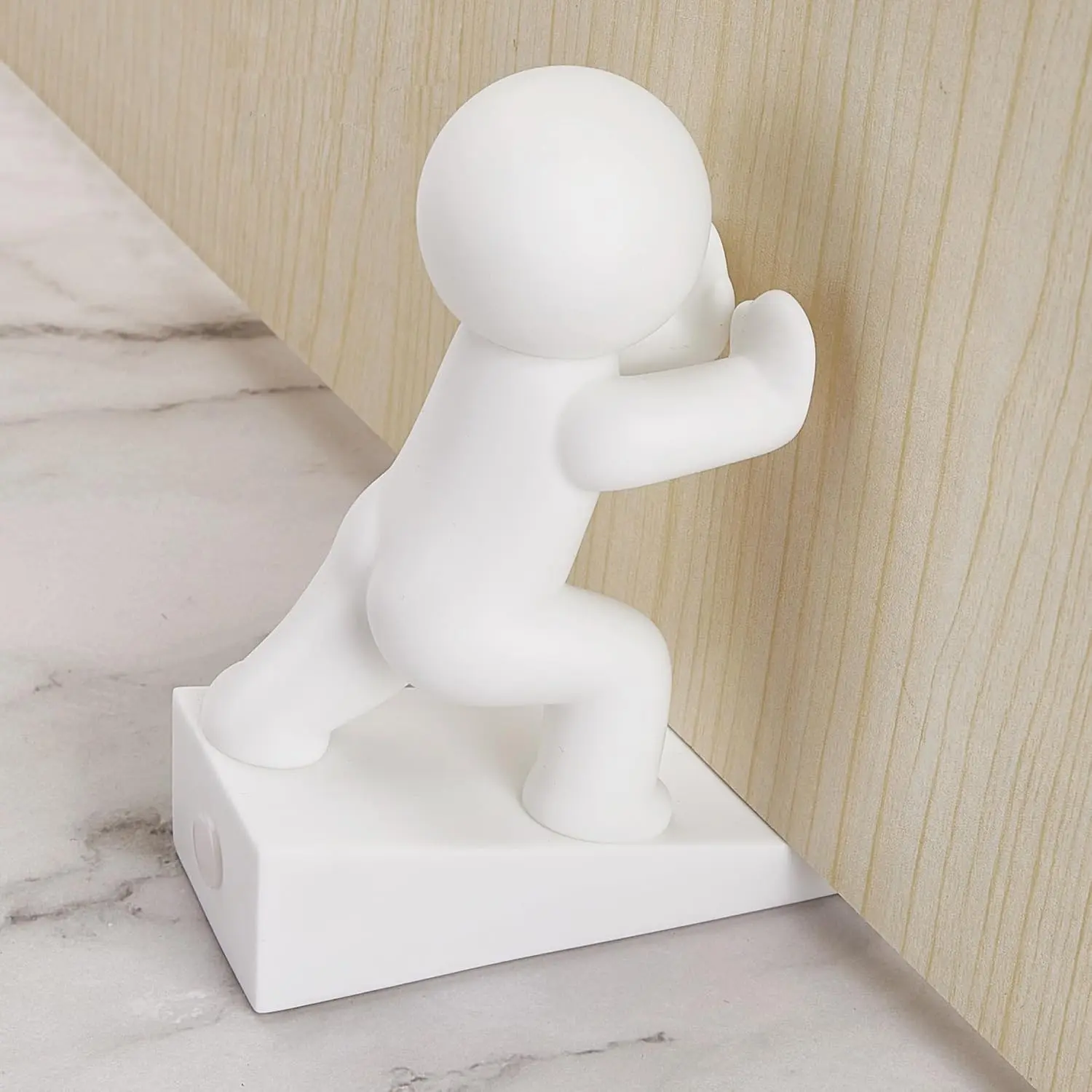 Cute Door Stopper, Decorative Door, Protects Your Floors, White 1 Pack (Patented)