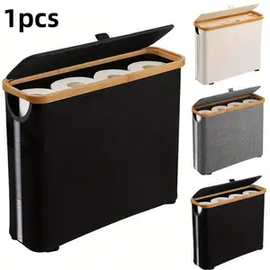 Boho Style Toilet Paper Holder, Modern Bathroom Storage Cabinet, Hand Towel Box, Laundry Basket, Ultra-Thin Roll Holder, Holds 12 Rolls