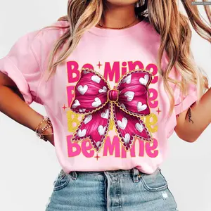 Pink Valentine Coquette Heart sweatshirt, Be Mine sweater, Valentine's Day Coquette, Glitter Valentine Anime Inspired Tee