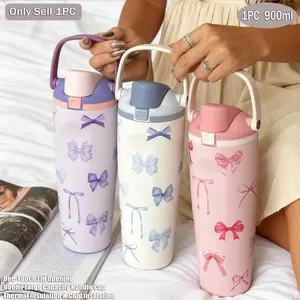 30oz Stainless Steel Insulated Cup, Dual Layer Thermos Bottle, Flasks, Matte Finish, Straw & Direct Drink, Outdoor Travel Coffee Mug, Gift Idea