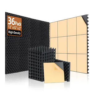 SODOCT 36 Pack Acoustic Foam Panels with Self Adhesive 12" X 12" X 2" Sound Proof Foam Panels for Walls High Density Egg-Crate Soundproof Wall Panels for Studio Office Gaming Room