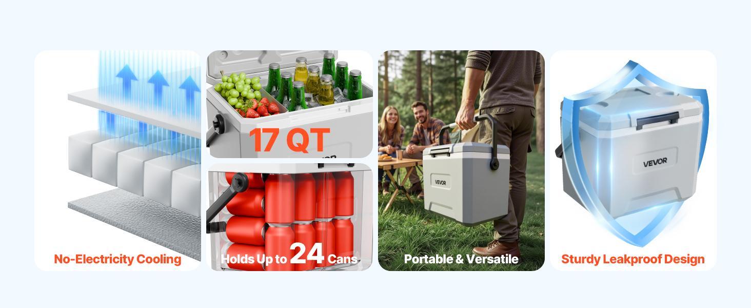 VEVOR 17QT Hard Cooler, Portable Travel Cooler with Leak-Resistant Coolbox, 48-Hour Cooling, Insulated Chest, Cooler Carry Handle, Ultra-Light Camping Gear and Equipment for Outdoor Trips, Camper Cooling Solutions, Hiking/Camping VEVOR 17QT Hard Cooler, Portable Travel Cooler with Leak-Resistant Coolbox, 48-Hour Cooling, Insulated Chest, Cooler Carry Handle, Ultra-Light Camping Gear and Equipment for Outdoor Trips, Camper Cooling Solutions, Hiking/Camping
