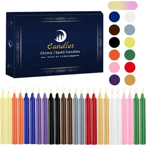 24 Pack Multicolor Spell Chime Candles -  Mini Unscented Taper Candles for Rituals, Prayer, Meditation, , Spells - 4" Tall - Ideal for Witches &  Practices