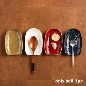 Ceramic Kitchen Utensil Holder with Spoon Rest, Multicolor Retro Design, Durable Space-Saving Organizer Kitchenware for Home Kitchens & Restaurants