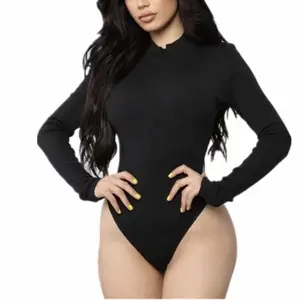 Women's Fitted Longsleeves Bodysuit - Basic Tops with Zipper Closure, Slim Body Shaping, Breathable, Chic, Comfortable Casual Womenswear (Black, White)