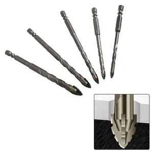 5Pack Eccentric Drill Bits for Glass Tile, Special Crooked Tip Metal, 6/8/10/12mm Ceramic Concrete Drill Bit Set