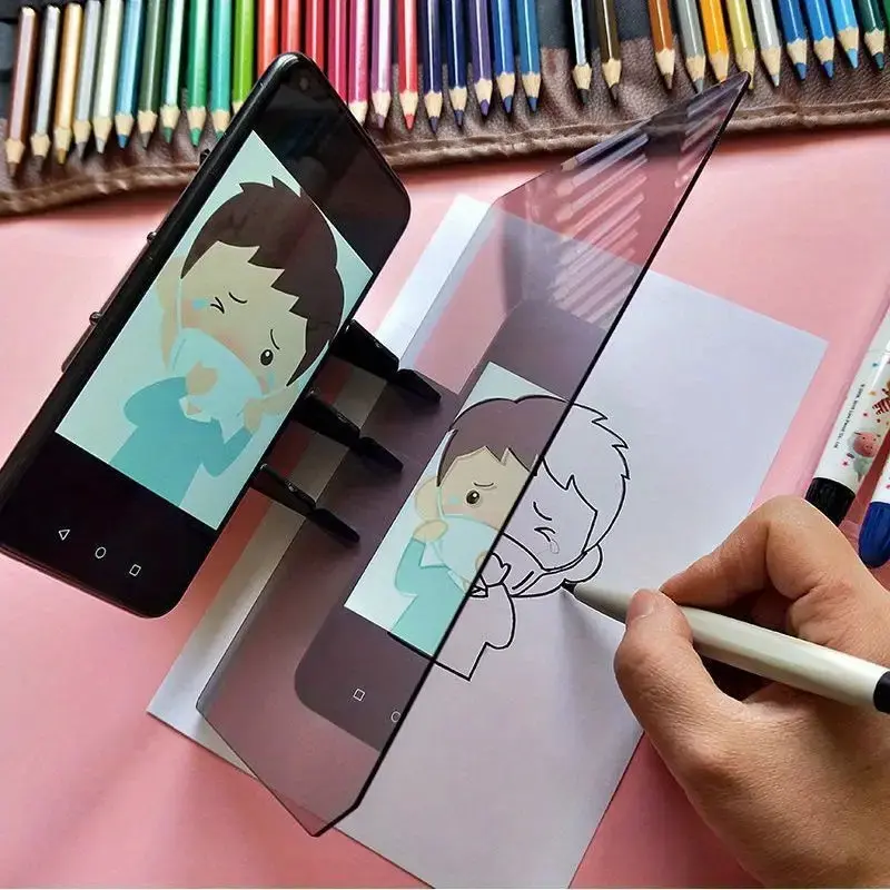 Transparent Plastic Projection Copy Stand, Art Drawing Board, Sketchbook, Painting Aid Tool, Suitable for Smartphones and Tablets