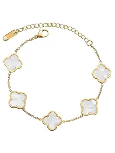 18k Gold Plated Clover Lucky Bracelet for Women, Flower Chain, Fashion Jewelry, Perfect Gift for Her