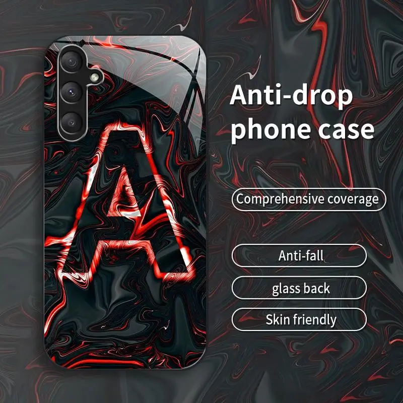 Suitable for [Galaxy A16 5g] New high-end smudged letter glass mobile phone case New business simple metal paint electroplated gold glass mobile phone case Affordable price Anti-drop and anti-fingerprint 995