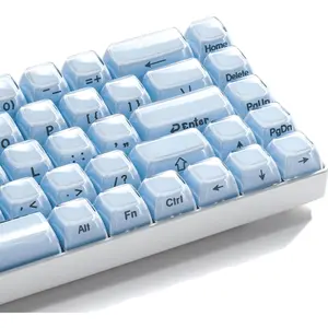 XVX Blue Keycaps,  Jelly Keyboard Keycaps OEM Profile Side Printed Keycap Set Compatible with 61/68/84/87/98/100 ANSI Layout MX Switches Mechanical Keyboard