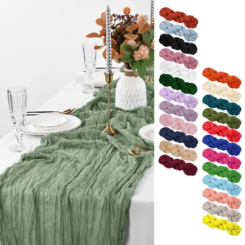 21.5×120inch Cheesecloth Table Runner（8/16/24Pc）,For Wedding,Bridal Shower,Party,Baby Shower, Halloween Decor Anniversary Party, Banquet Decoration,#Back-to-school #Halloween