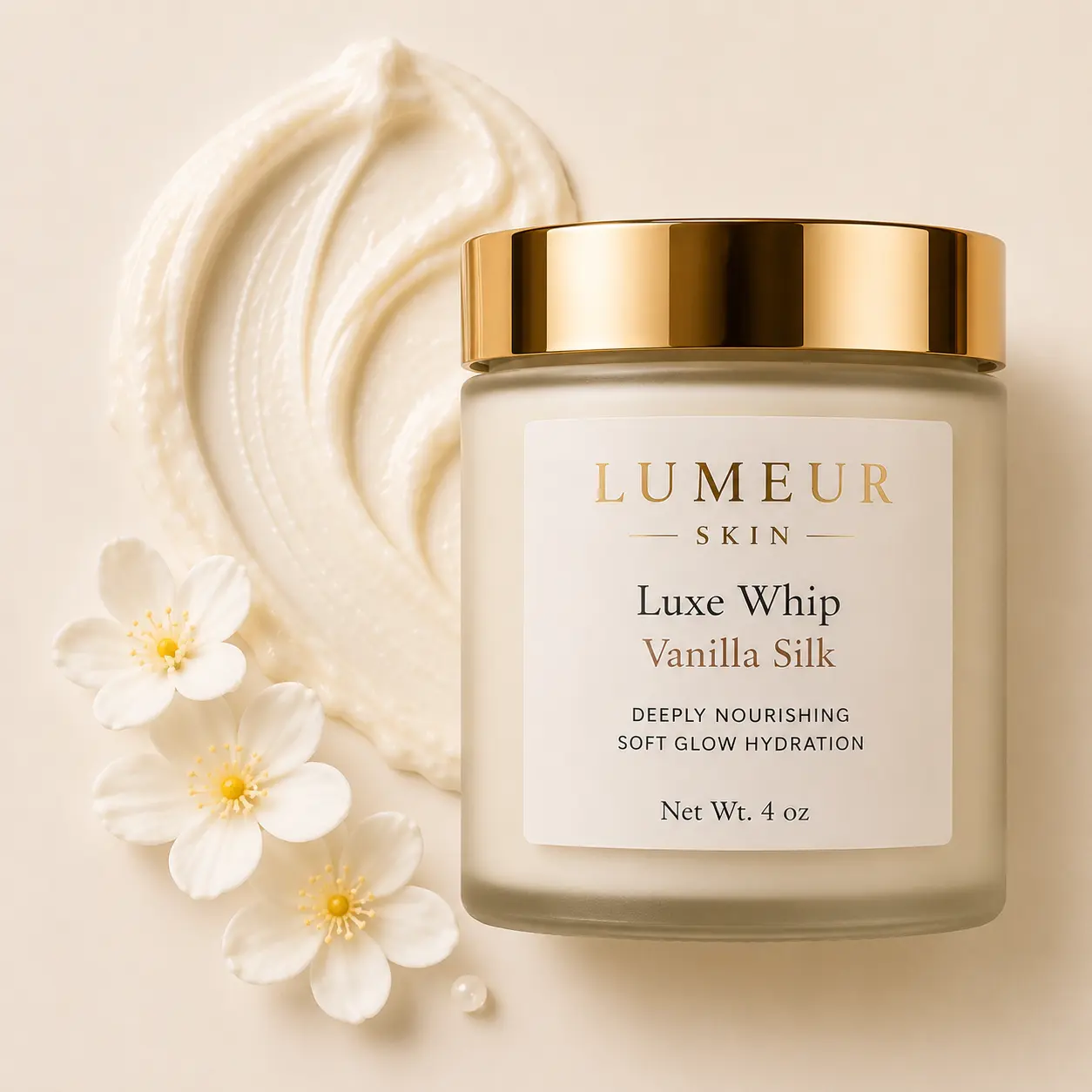 Vanilla Silk Luxe Whip Body Butter, Deeply Nourishing Restorative Body Care Moisturizer - Hydrating, Non-Toxic, Silky Formula for Soft Radiance & Long-Lasting Moisture