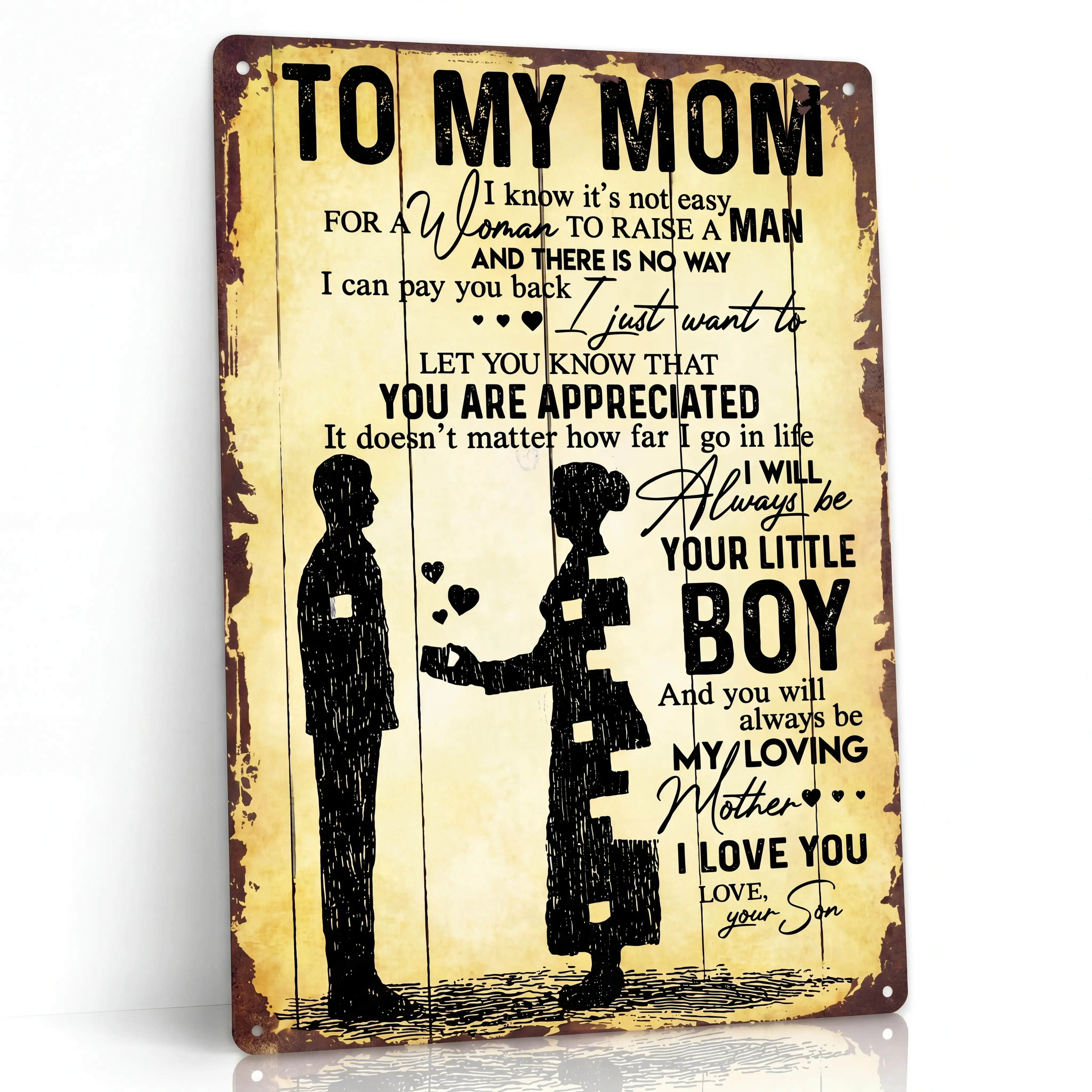 To My Mom Metal Sign, Son to Mom Home Decor, Perfect Mom Gift from Son, Perfect Birthday/Mom's Day Gift for Mom, Rustic Wall Art for Living Room Bedroom