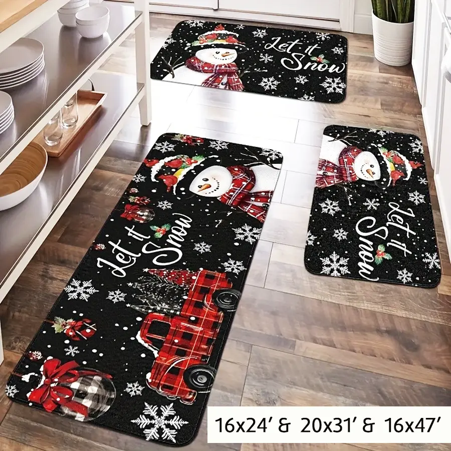 2-3 pcs/set Merry Christmas kitchen floor mat, Kitchen Rug, Christmas tree rug, Snowman Carpet, Wonderful time rug