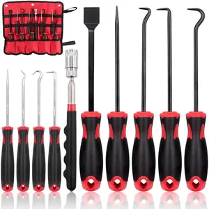 9 count Long Hook Set with  Telescoping Tool Kit, Precision Scraper Gasket Scraping Hose Removal Puller Hook  for Automotive and  Tools