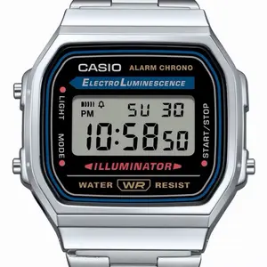 Casio Vintage A168W Stainless Steel Men's Classic Digital Watch with Electro Luminescence & Water Resist Features