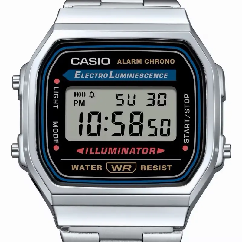 Casio Vintage A168W Stainless Steel Men's Classic Digital Watch with Electro Luminescence & Water Resist Features