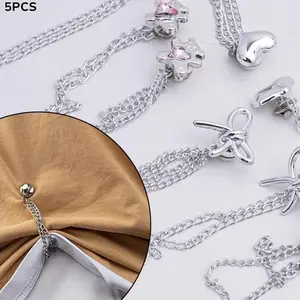 Women's Adjustable Clothing Clips Set of 5, Butterfly and Heart Decorations, Perfect for Shortening Sleeves, Shirts, Skirts, Pants, Fashion Accessory